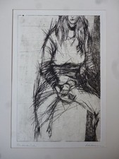 Otto Schlosser Memmingen -  Sitzende - original signierte Radierung Originalgrap