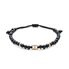 Jaibor Zugarmband mit 0,15ct Brillant u. Onyx Besatz in 750/18K Rosegold / Nylon