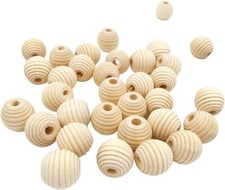 50 Holzperlen 20mm Farblos Holzkugeln Rund Bienenstock Schmuck Basteln Deko H181