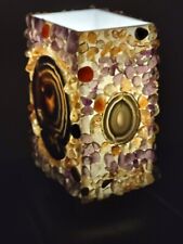 Tischlampe im Flower Power Style Unikat 70er Jahre mit vielen Heilsteine, Quarze