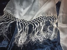 1 x  Seidenschal, Schal mit Fransen 150x35 cm CdC  Seidenmalerei