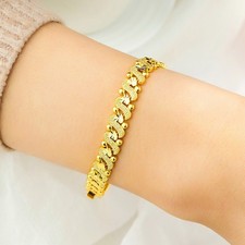 Armband Armreif Gold 24K Damen Herren robuste und farbbeständige Uhrenschließe