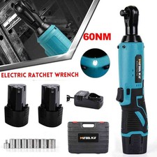 Akku Ratschenschrauber 3/8'' Elektrischer Ratschen Winkelschrauber 2 Akkus 60NM