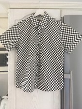 Tripp nyc Shirt Hemd Gr L Würfel Karo schwarz weiß Popeline Baumwolle Spandex