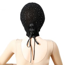 Bondage Kopfmaske mit Crystal Headgear Head Hood Maske BDSM Atmungsaktiv Maske 