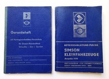 Simson Betriebsanleitung, Garantieheft, 1970/1971, Original