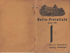 LEIPZIG, Preisliste 1928, Oscar Günther Fabrik-Lager Möbel-Stoffe Gobelin Plüsc