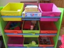 LIVARNO home Aufbewahrungsregal, mit 8 Textilboxen, Holzregal grün-blau