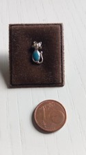 PIN Anstecker silberfarben mit grüner Einlage Katze ca. 1 x 0,3 cm