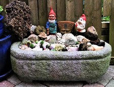 Naturstein Trog Steintrog Pflanzentrog Stein-Schale Pflanzschale Granit Garten 