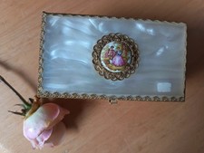 Schmuck Schminck Schatulle  Vintage  Perlmutt Deckel, Spiegel, 50er Jahre