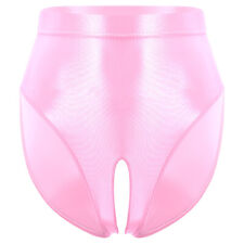 DE iEFiEL Damen Glanz Unterwäsche Slip Offen im Schritt Hohe Taille String Tanga