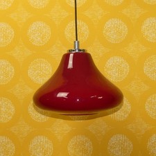 Deckenlampe Vintage Space Age 70er d.rot Überfang Glas Lampe pop art Panton 70s