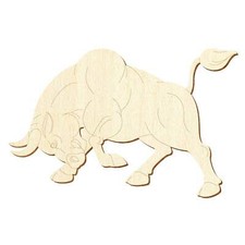 Wütender Holz Stier - Deko