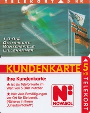 2 x Stück - " LILLEHAMMER 1994 + NOVASOL " - Telefonkarten aus Dänemark