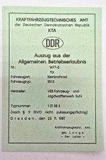 Simson KTA Papiere DDR S51 E