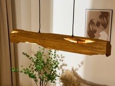 Rustikale Holzbalken Hängelampe Holzstamm Design über Esstisch Lampen hängend