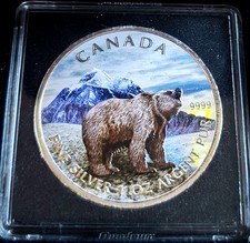 1oz Silber Canadian Wildlife Grizzly Color Edition 2011 Canada RCM,Auflage 5000