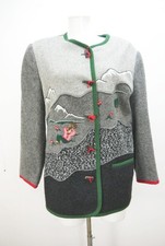 Meico lange leichte Walkjacke gefüttert klasse Besatz Trachtenjacke grau Gr.38