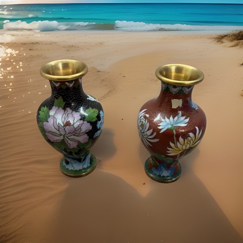 Cloisonné vase emaille - 2x,