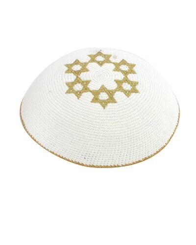 Weiß gestrickte kippa - 16, cm