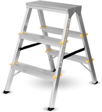 Aluleiter 2x3 Stufen beidseitig Klappleiter TÜV Aluminium Mehrzweckleiter