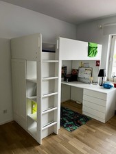 Ikea Hochbett weiß (90 x 200 cm) inkl. Schreibtisch,Regale und Schrank,gebraucht
