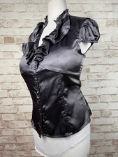 Grau glänzend Satin Rüschen