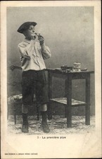 Ak La premiere pipe, Junge zündet sich eine Pfeife an - 2923785