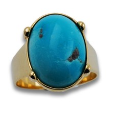 Ring 585 Gold 14 Karat Gelbgold Türkis Edelstein Damen Größe 56 Wert 1600,-