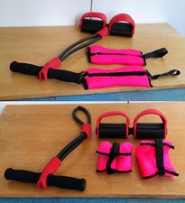 Fitness-Set, Gummi-Expander mit 2-Handgriff Fuß-Bügelhalterung + 2 Sandsäckchen 