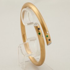 Design Armreif Rosegold 750 Brillanten Smaragde u. Saphir 0,70ct. 36,2g - UNIKAT