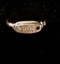 Ring mit Diamanten, 18kt/750 Gold, Platin, Gr.48, 1 Stein fehlt