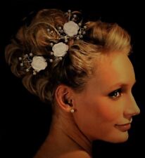 3 x Rosen Haarschmuck Kopfschmuck weiß ivory zum Brautkleid Kommunionkleid neu