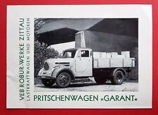 Prospekt VEB ROBUR Werke ZITTAU 1957 Pritschenwagen LKW GARANT   ( F16696
