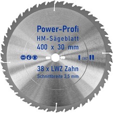 HM-Sägeblatt 400 x 30 mm LWZ 38 x Wechselzahn mit Spanabweiser Kreissägeblatt