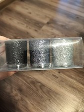 Kerzen 3 Stück Glitzer Grau Silber Schwarz Dekoration