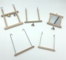 Trapezschaukel Vogelschaukel mit Glocke Holzspiegel Vogelspielzeug Sittiche