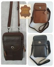 Herren Tasche Schultertasche Umhängetasche echt Leder Handytasche schwarz braun