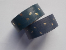 Washi Tape 2 x 2,5 m - 1,5 cm breit Blau Gold - wie fotografiert Weihnachten