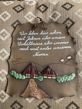 Schild Zuhause Spruch - Vintage Dekoschild - - 19 x 21 cm