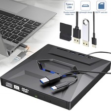 Externes CD/DVD Laufwerk USB 3.0 +Type C Brenner Player für PC Laptop/Windows 11
