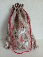 Weihnachten, Stoffbeutel mit Kordelzug 18 x 25,5 cm,Geschenkbeutel, Handarbeit