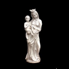 Zinn Figur Maria Mutter Gottes mit Jesus Kind massiv 10 cm alt selten Christen