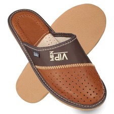 Hausschuhe Leder Herren VIP MEN Pantoffeln Slip-On Gr. 40-50 filsko Monaco