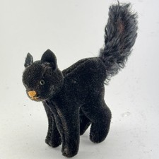 rare vintage STEIFF HERMANN SMALL BLACK CAT stuffed tail bear