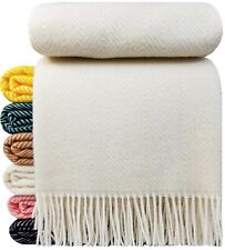 GEBRAUCHT!! Wolldecke 100% Schurwolle Decke 140 x 200cm Tirol-M Cremeweiß