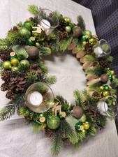 Adventskranz Adventsgesteck Weihnachtsgesteck Handmade Kunsttanne 50 cm Grün