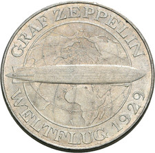 Weimarer Republik, 5 Reichsmark 1930 A, Berlin, Weltflug des "Graf Zeppelin"