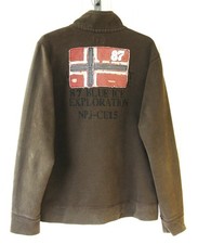 Napapijri Herren Sweatjacke mit RV in Dunkeloliv, Stehkragen, Gr M